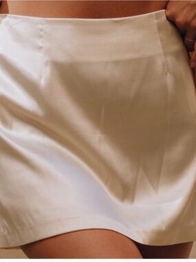 Daily Drills Satin Mini Skirt in Ivory
